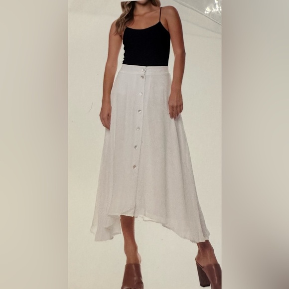 Cristina B XL Elegant White Layered Button-Down Maxi Skirt - Picture 1 of 7